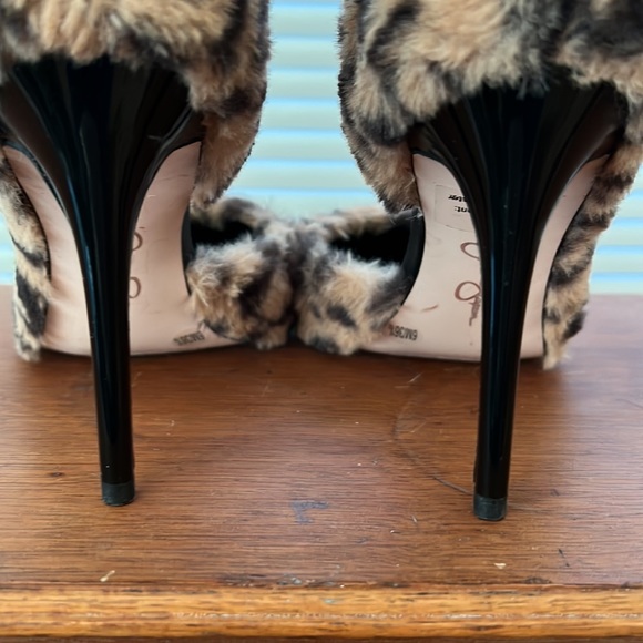 Jessica Simpson Prizma Fur Leopard Pointed Toe Half d'Orsay Pumps - Picture 5 of 6